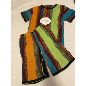 Bergati Kids Knit Sweater Shorts Set Orange Green Blue Multicolor Size 6